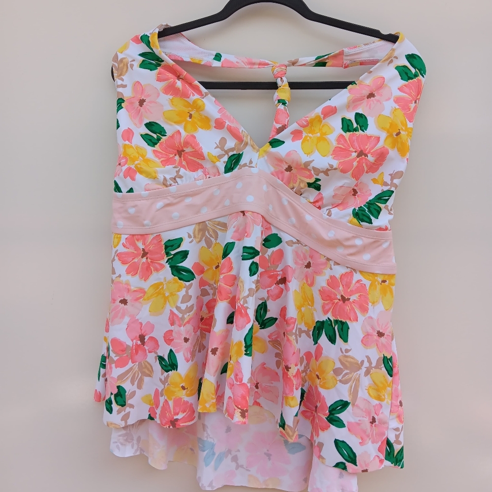 Time and Tru Floral Swim Halter Top